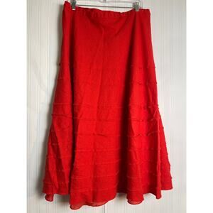 Cato Linen Ruffle Tiered Maxi Skirt Women's Bright Orange Size 18/20W Coastal